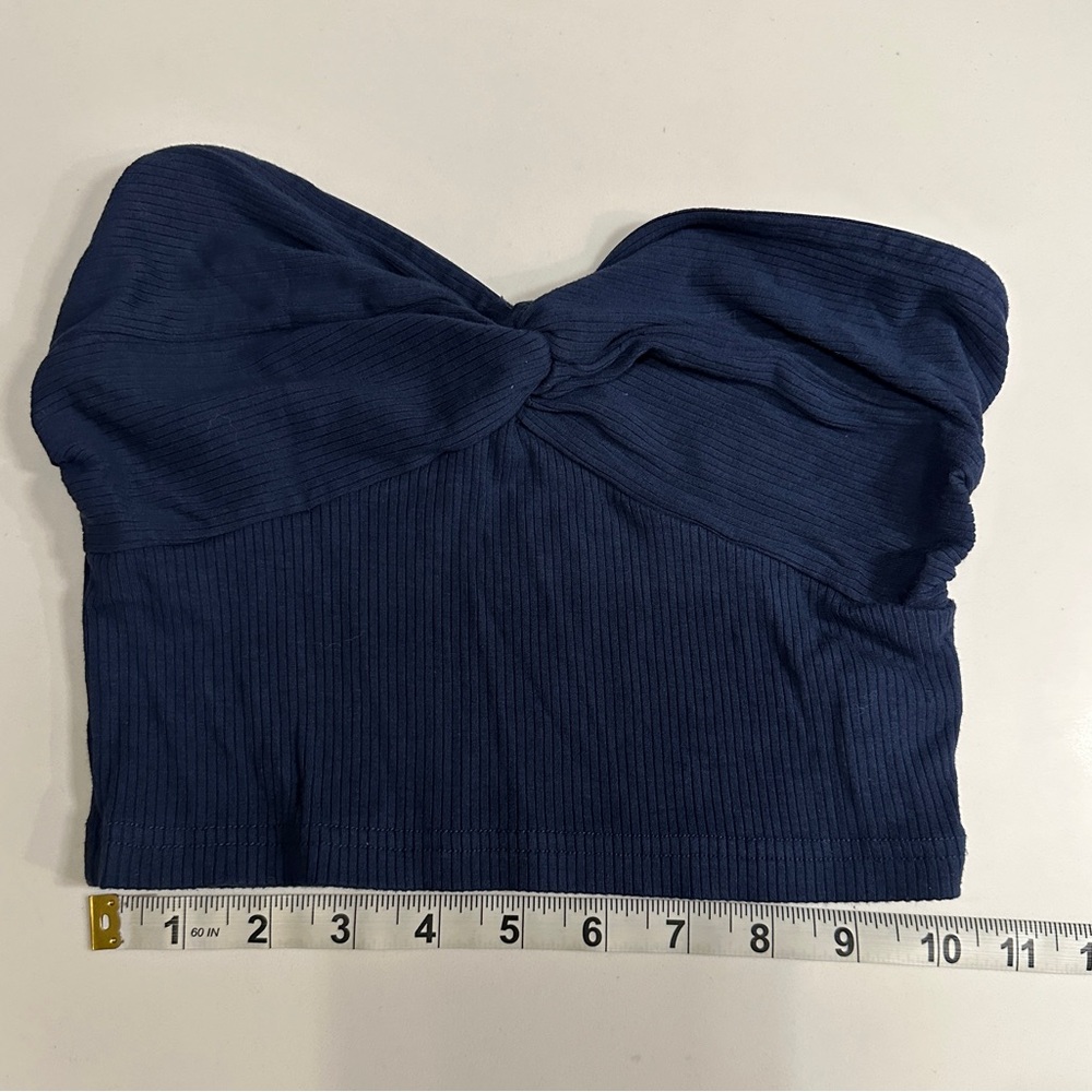 SHEIN PETITE Twist Front Ribbed Knit Tube Summer Crop Women Top